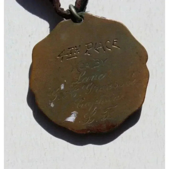 Vtg 1921 Interscholastic Championship U. of C. Brass 4th Place Football Pendant - Picture 3 of 3